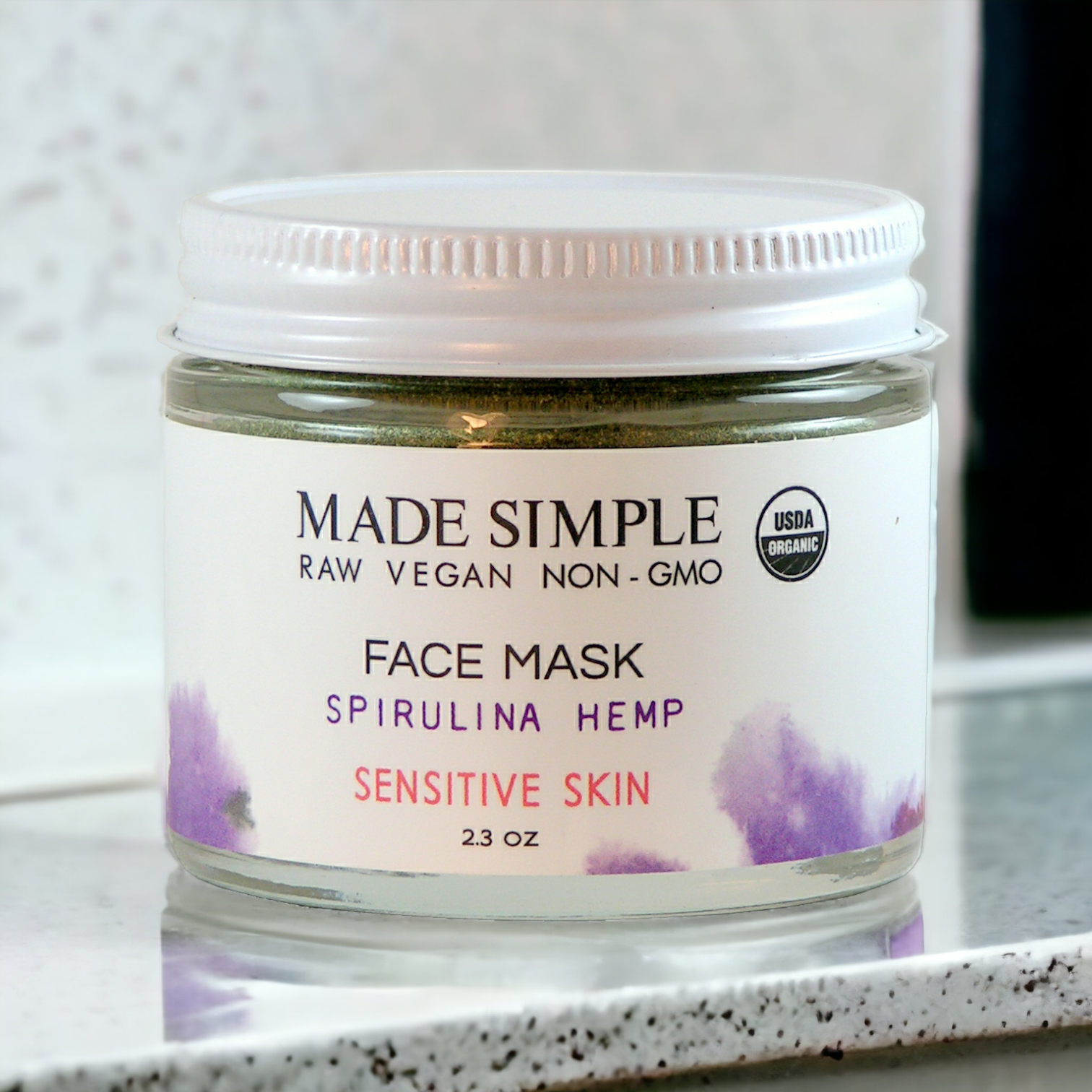 Spirulina Hemp Face Mask for Sensitive Skin - Certified Organic, Vegan & Cruelty-free