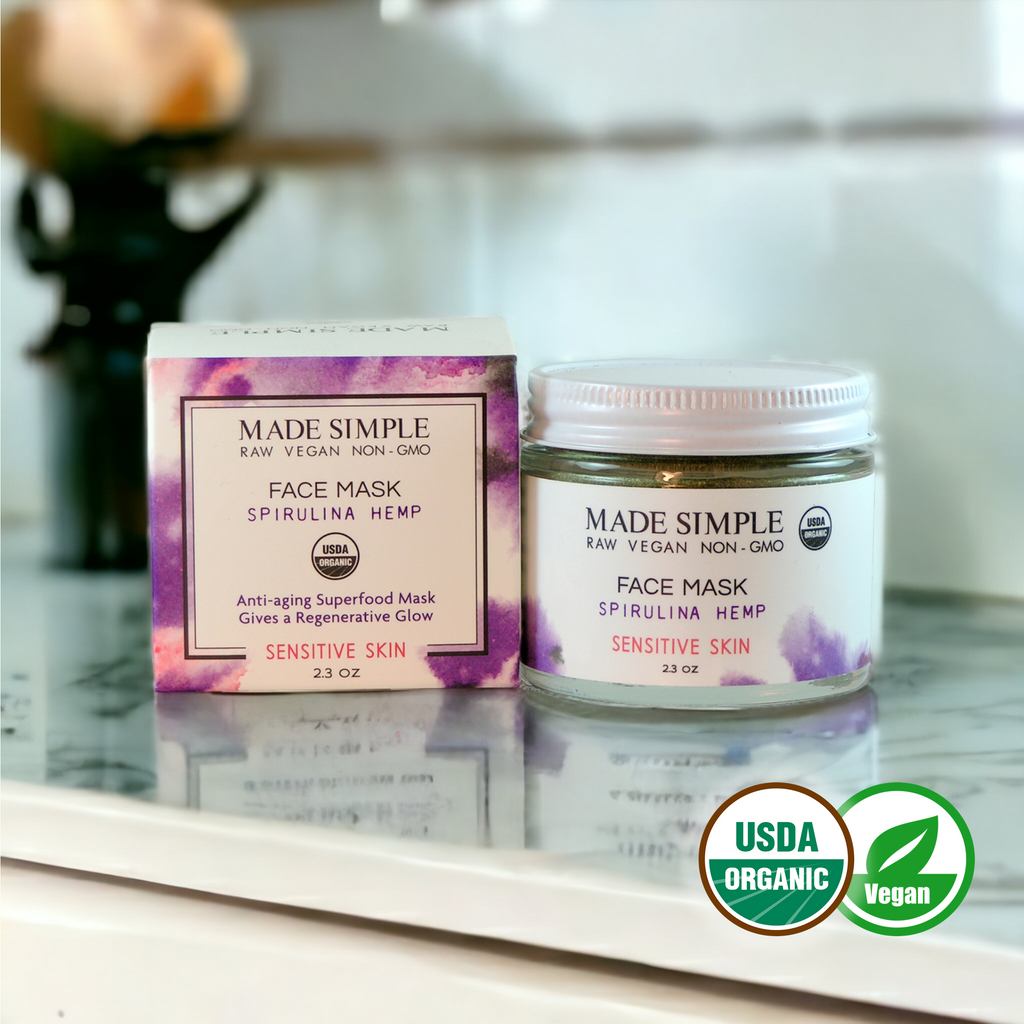 Spirulina Hemp Face Mask for Sensitive Skin - Certified Organic, Vegan & Cruelty-free